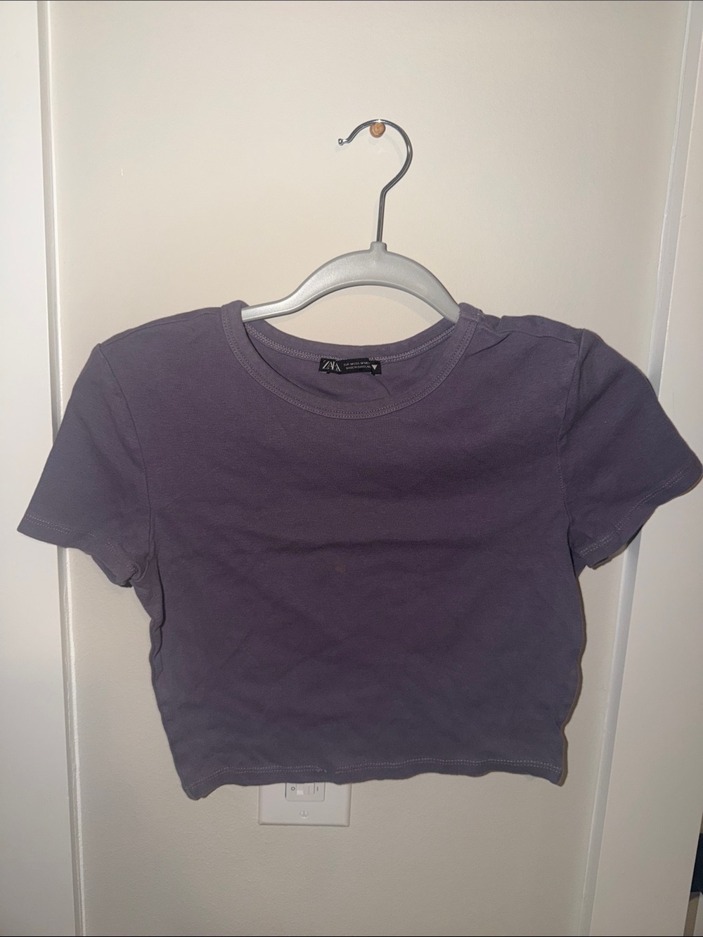 Zara Cropped Crewneck Tee - Lavender Purple